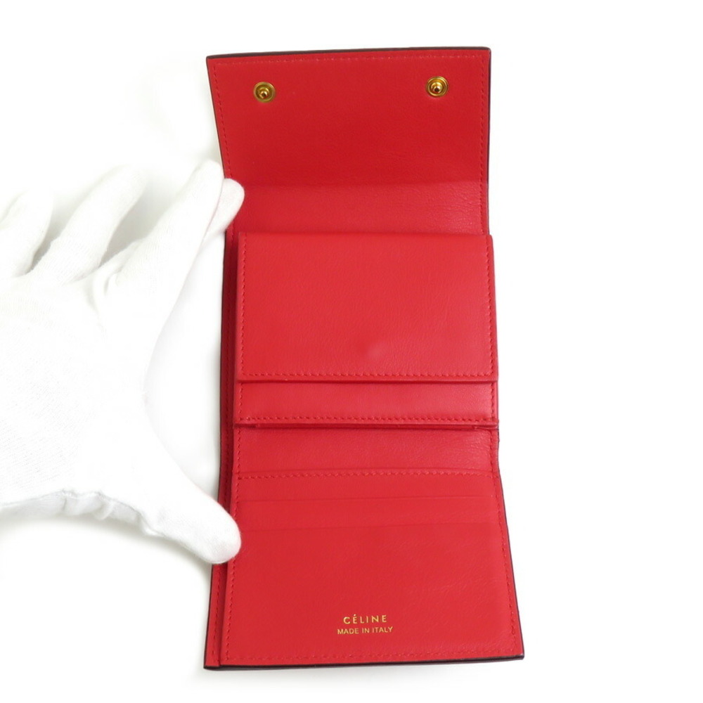 Celine Leather Red Wallet Function Multi Folded T… - image 3